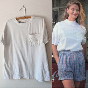 Vintage 90’s Womens‎ short sleeve monogram t-shirt L